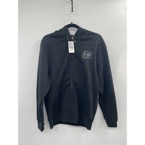 NWT Zumiez DGK Fool For You Hoodie Men Medium Black Embroidered Full-Zip Winter